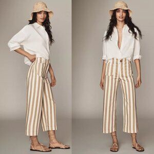 Anthropologie The Colette Striped Crop Wide-Leg Jeans by Maeve 27 new with tag